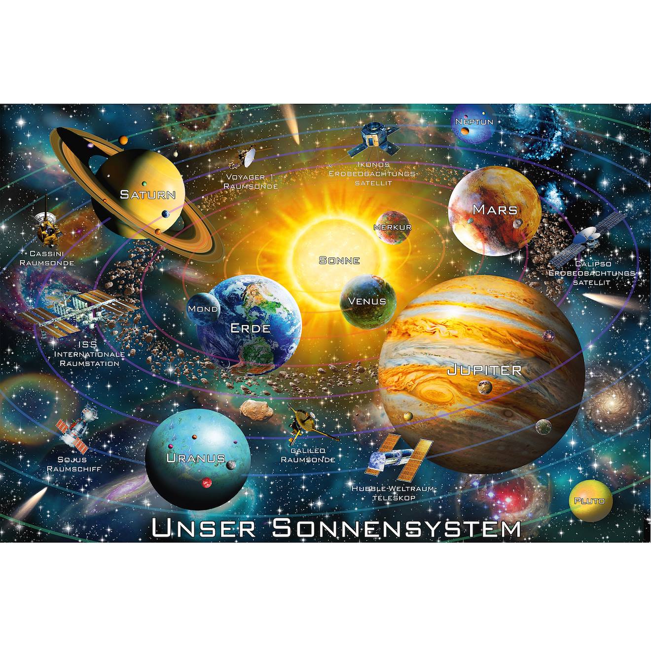 Puzzle notre système solaire 200 pièces jaune