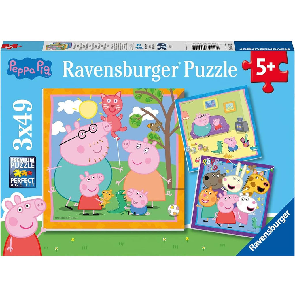 Puzzle Peppa Pig 3x49 pièces bleu