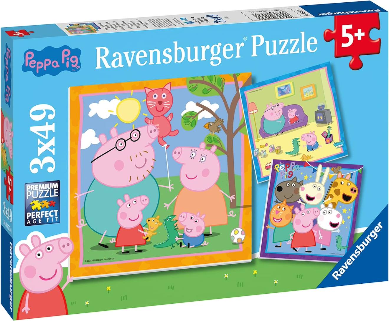 Puzzle Peppa Pig 3x49 pièces bleu