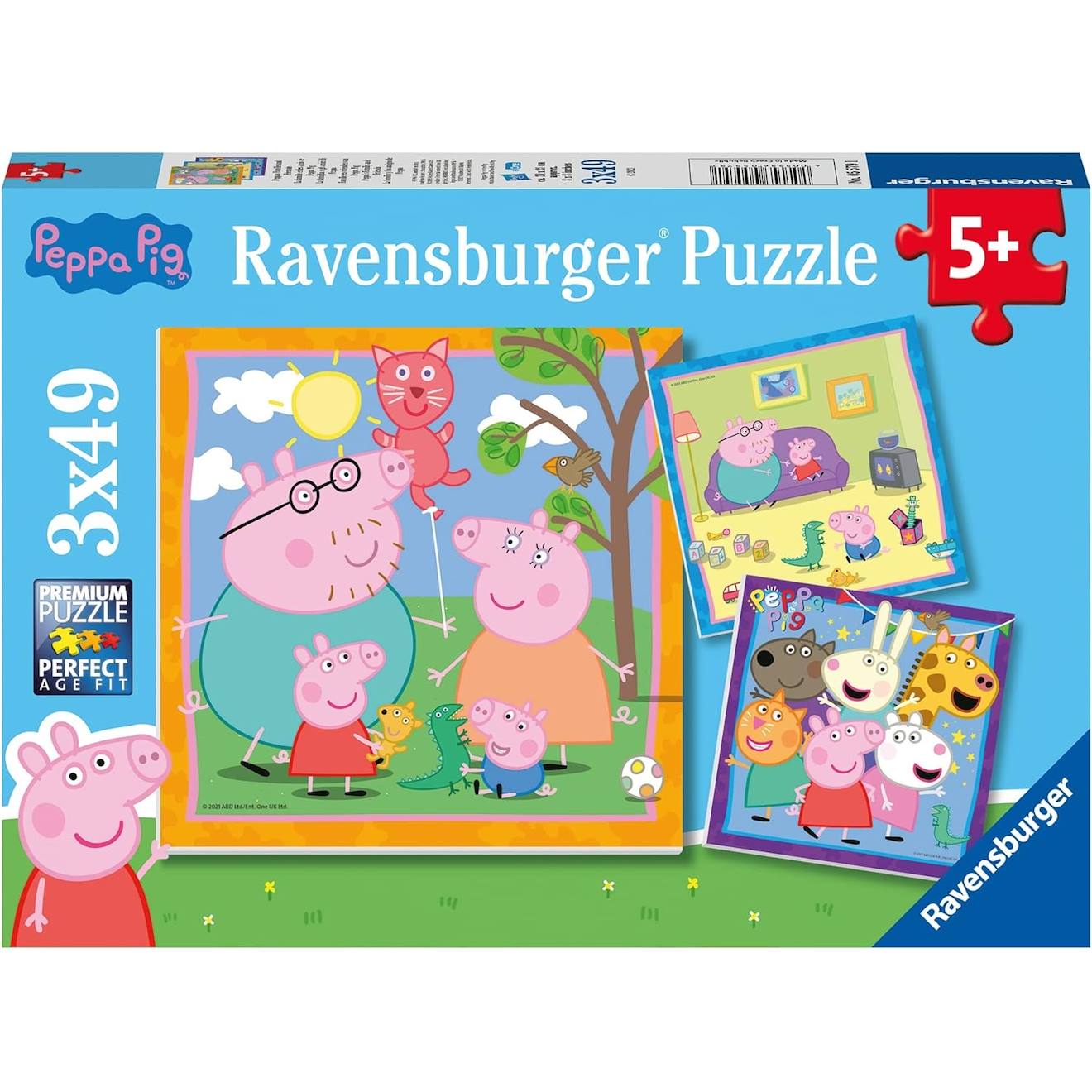 Puzzle Peppa Pig 3x49 pièces bleu