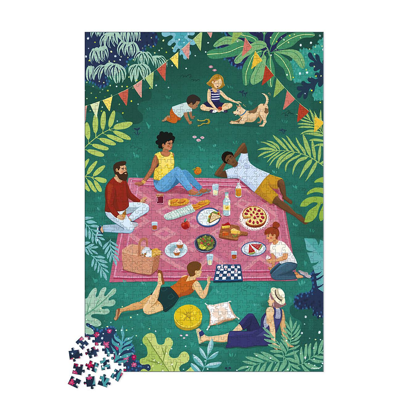 Puzzle picnic entre amis 1000 pièces vert
