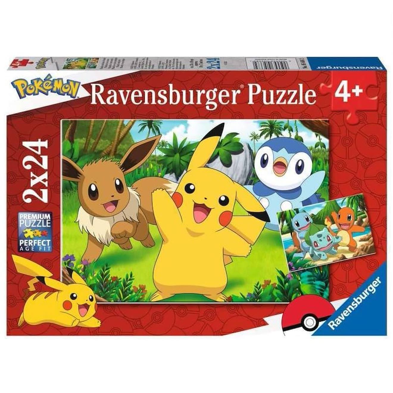 Puzzle pikachu et ses amis 2x24 pièces rouge