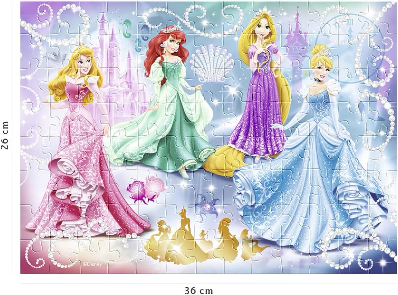 Puzzle princesses étincelantes Disney 100 pièces blanc
