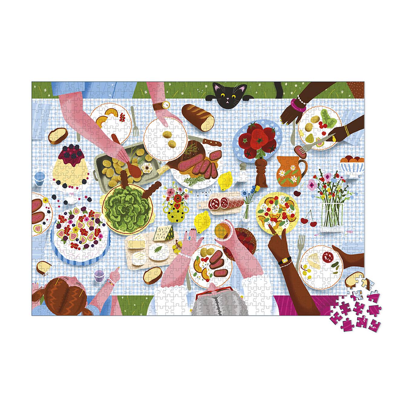 Puzzle repas de famille 1000 pièces multicolore