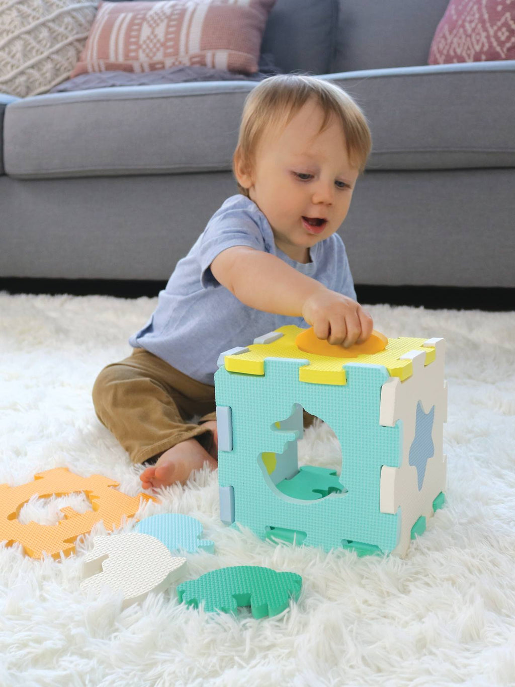Puzzle sensoriel en mousse multicolore