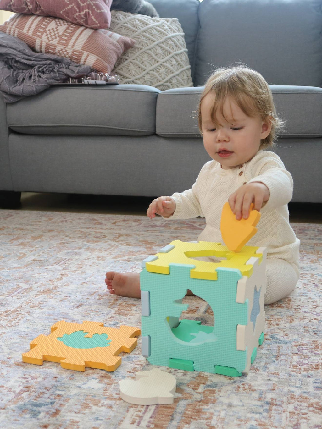 Puzzle sensoriel en mousse multicolore
