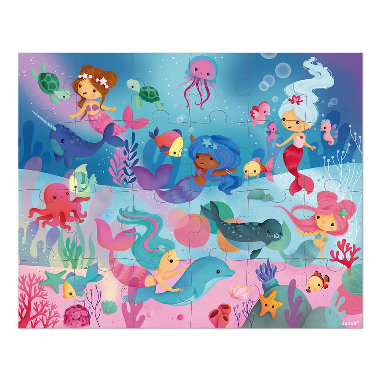 Puzzle sirènes 24 pièces rose