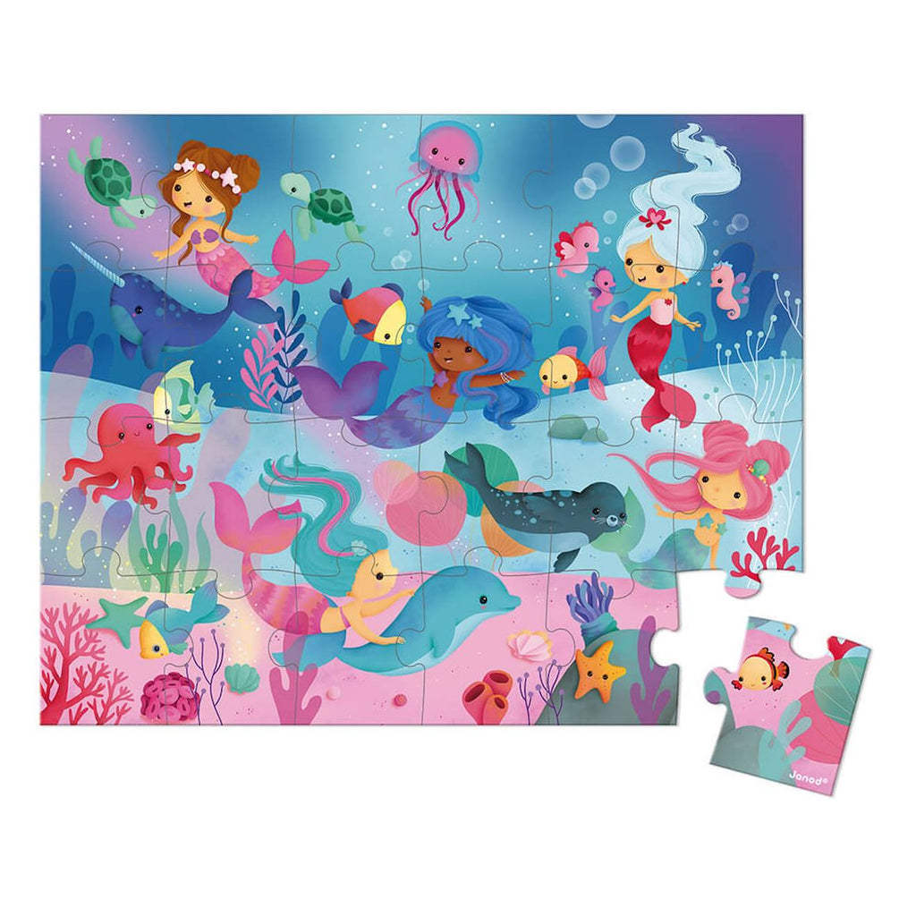 Puzzle sirènes 24 pièces rose