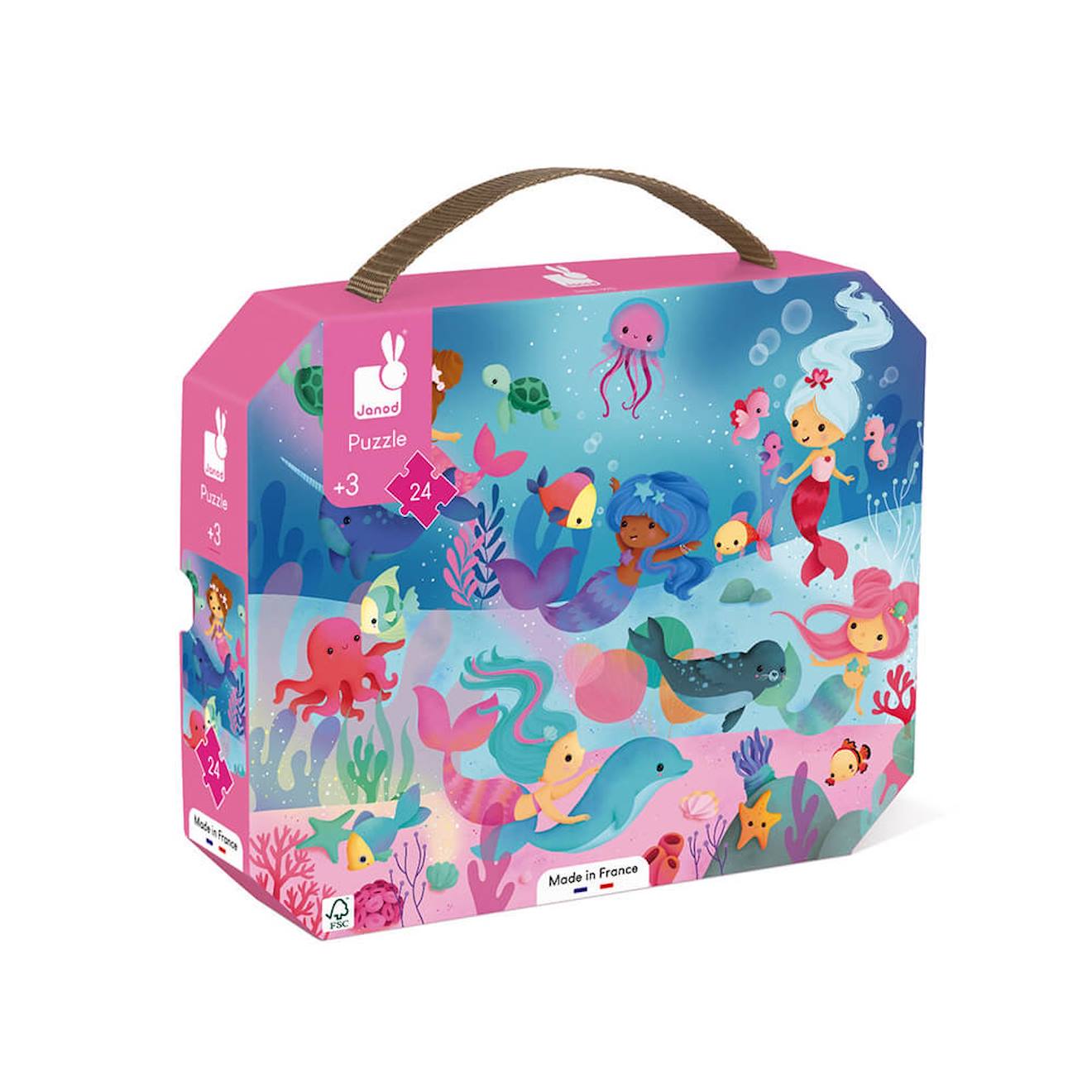 Puzzle sirènes 24 pièces rose