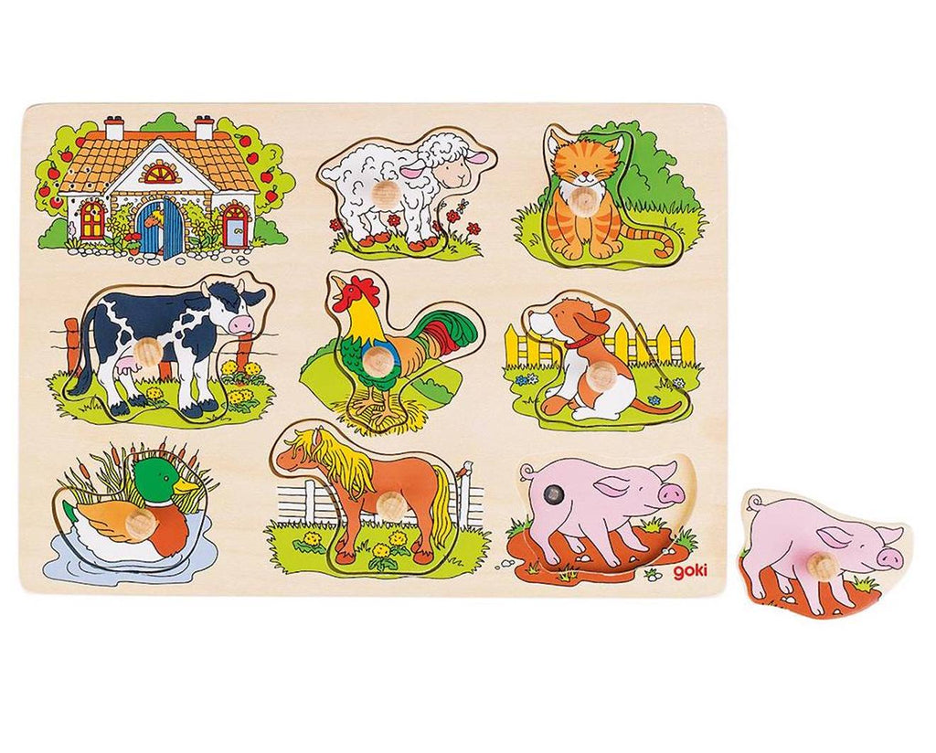 Puzzle sonore animaux de la ferme beige