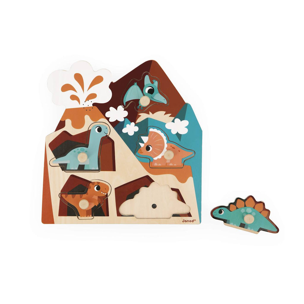 Puzzle sonore en bois les dinossaures 5 pièces multicolore