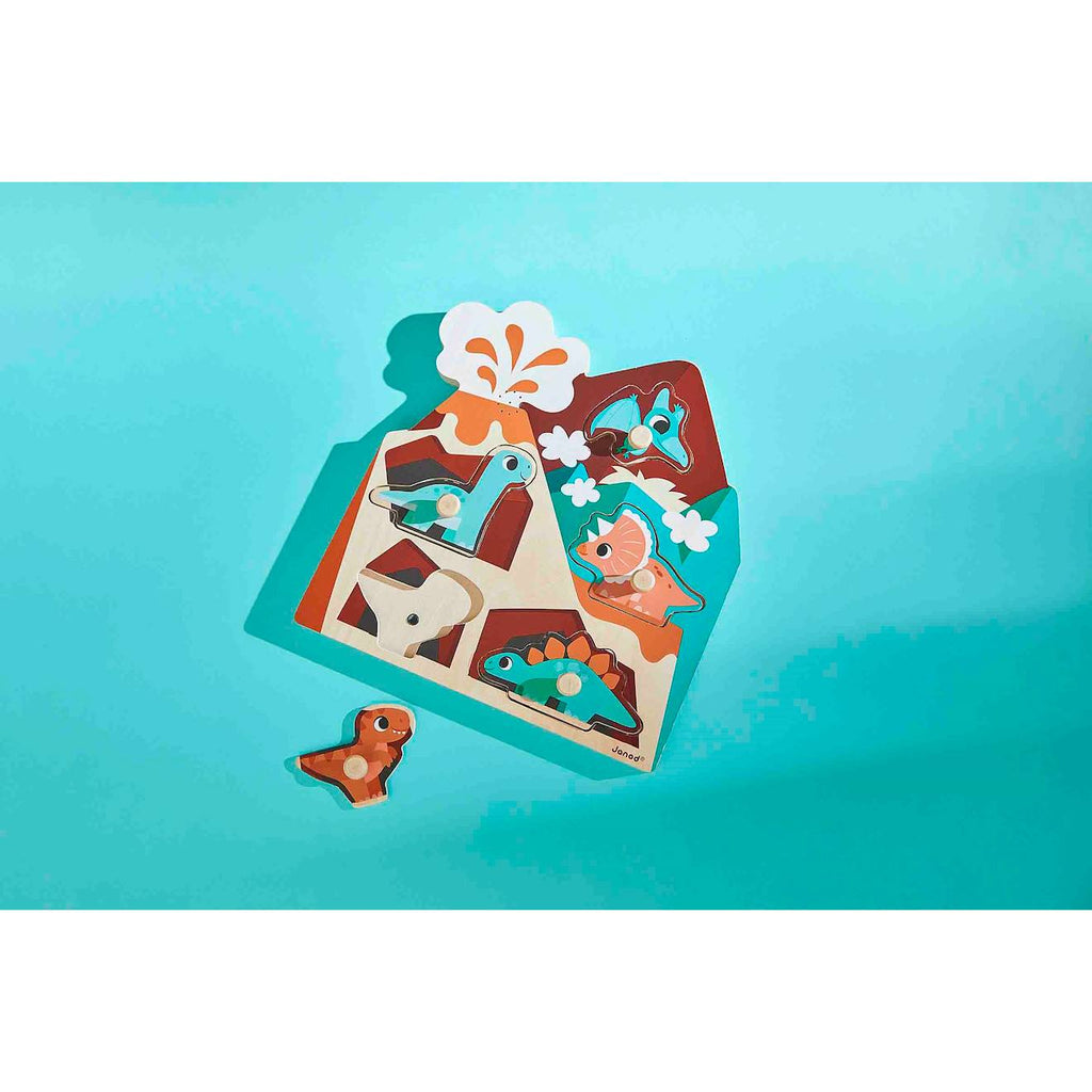 Puzzle sonore en bois les dinossaures 5 pièces multicolore