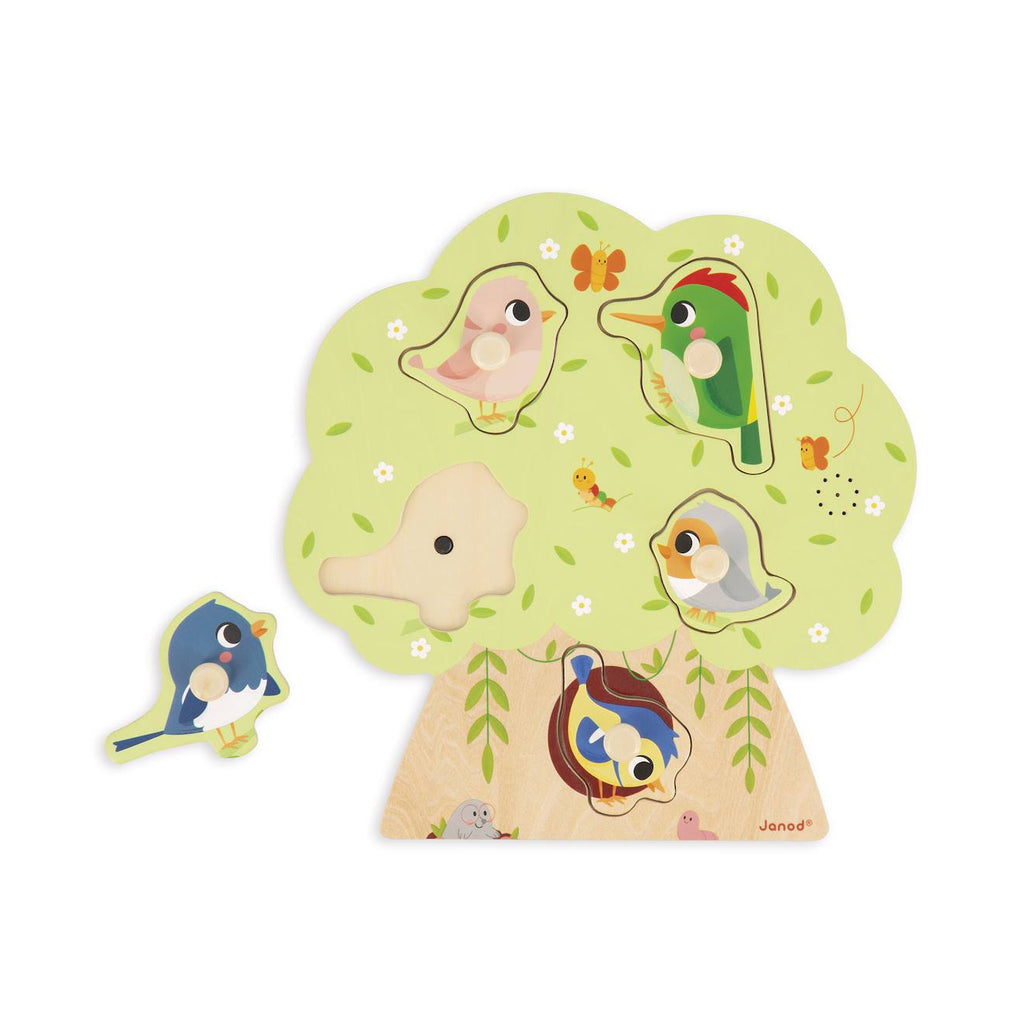 Puzzle sonore en bois les oiseaux 5 pièces multicolore