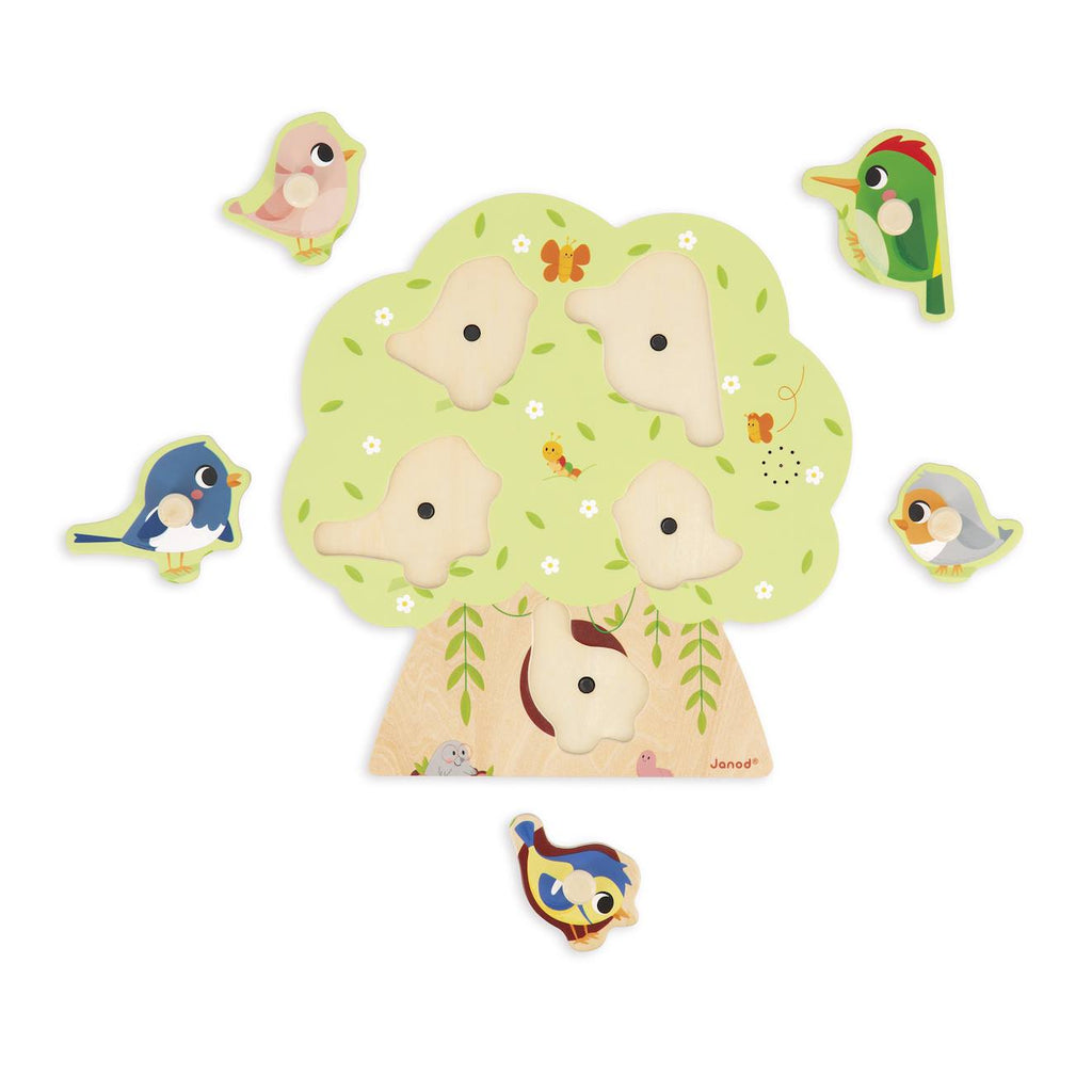 Puzzle sonore en bois les oiseaux 5 pièces multicolore