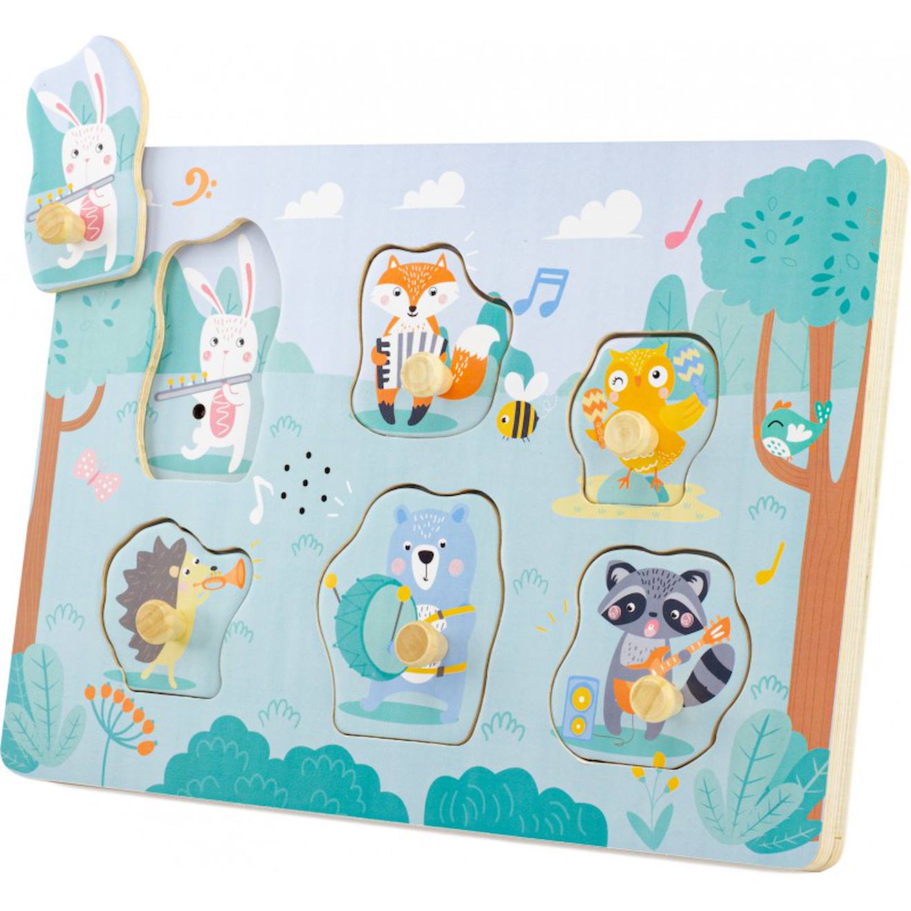 Puzzle sonore les animaux musiciens vert