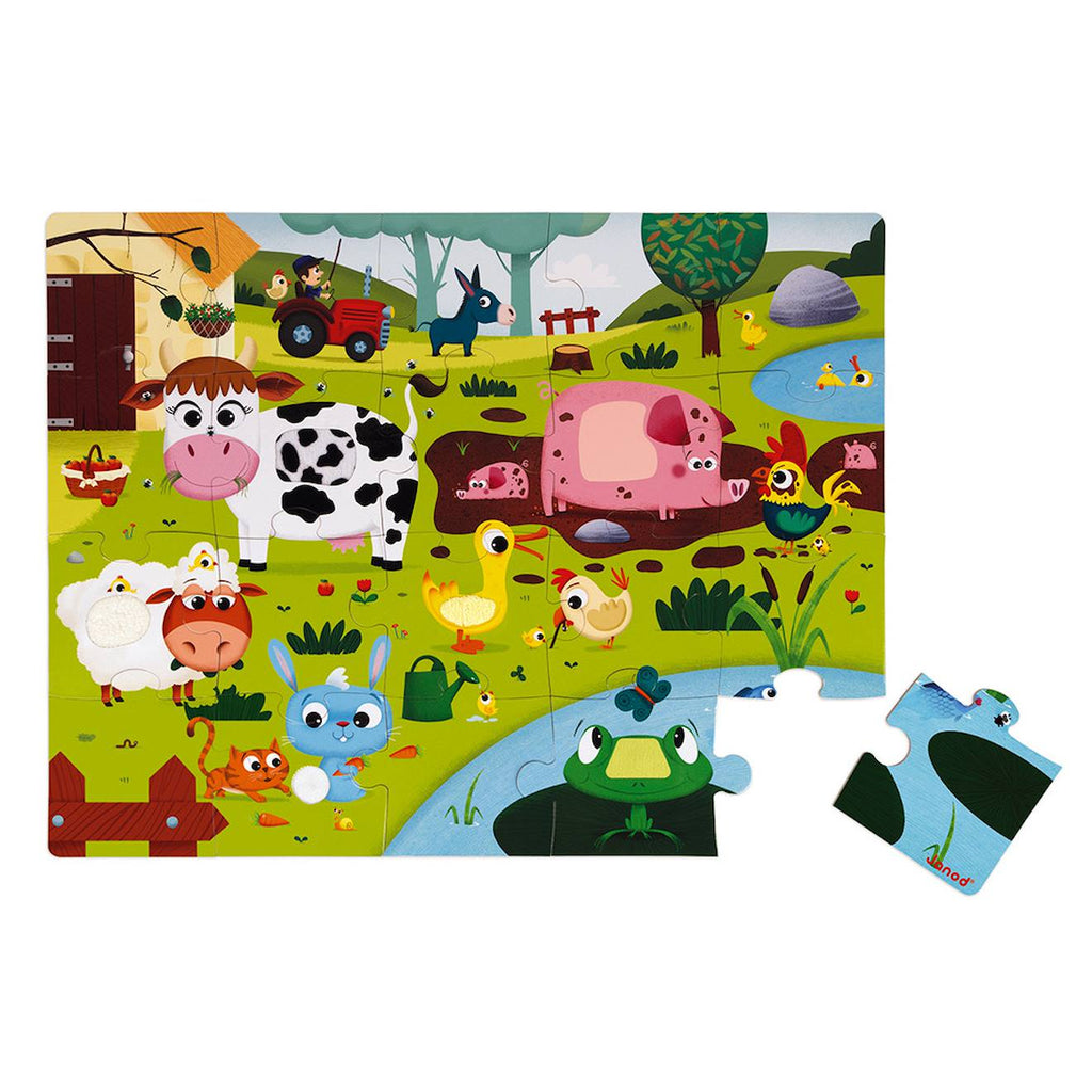 Puzzle tactile la ferme 20 pièces multicolore