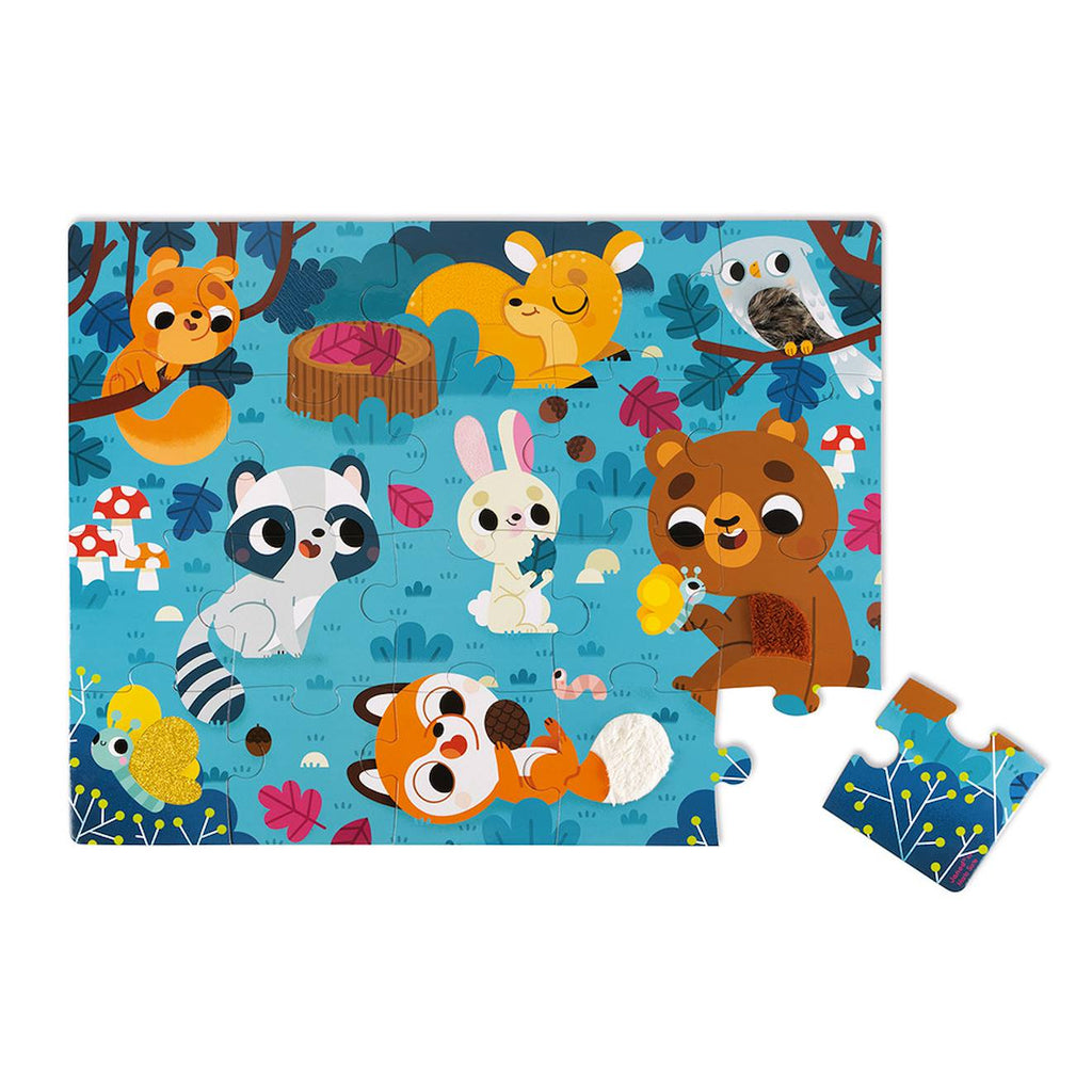 Puzzle tactile les animaux de la forêt 20 pièces multicolore