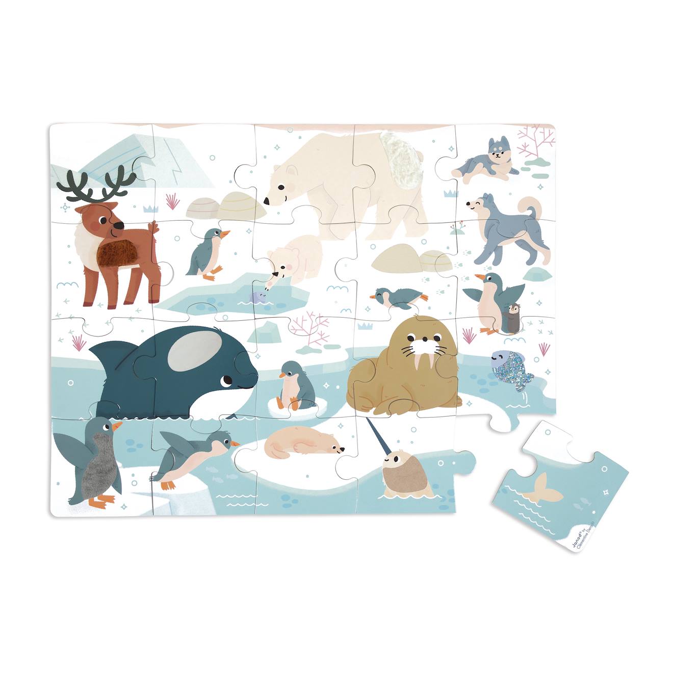 Puzzle tactile les animaux polaires 20 pièces multicolore