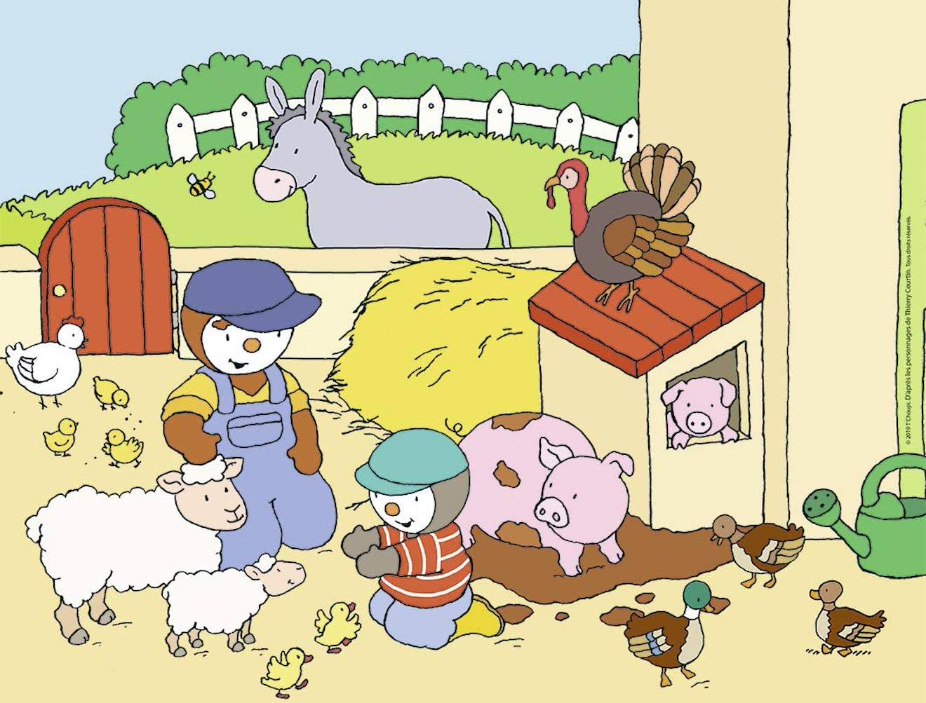 Puzzle t'choupi à la ferme 30 pièces beige