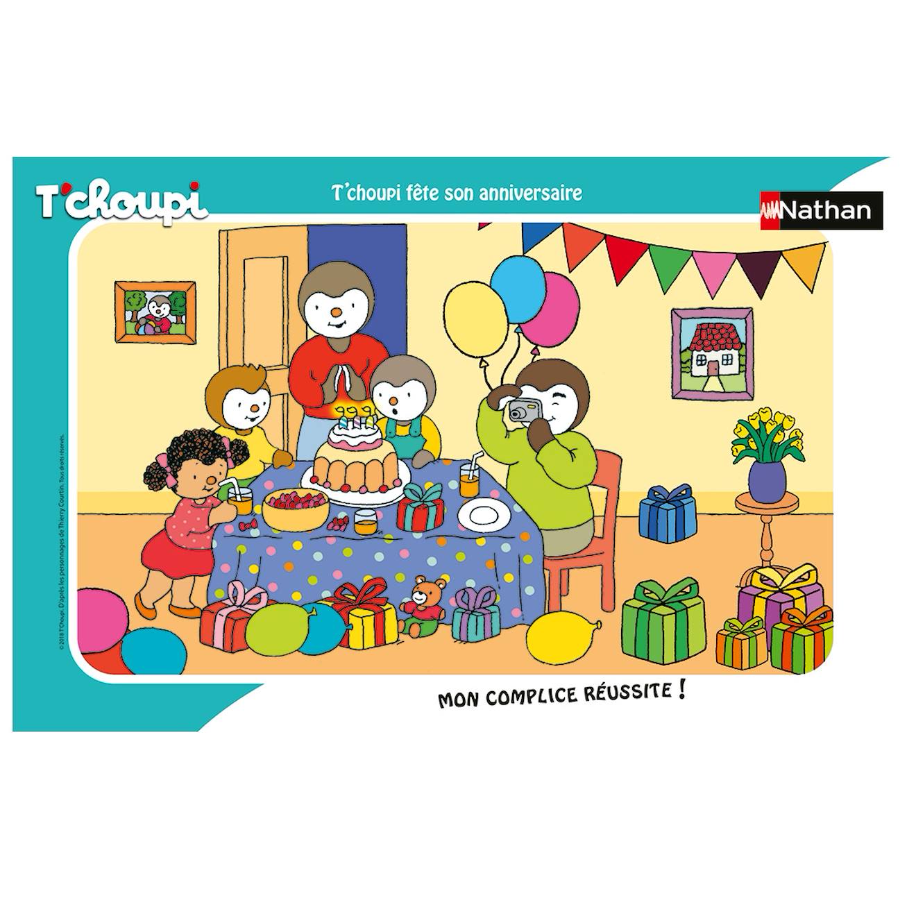 Puzzle t'choupi fête son anniversaire 15 pièces blanc