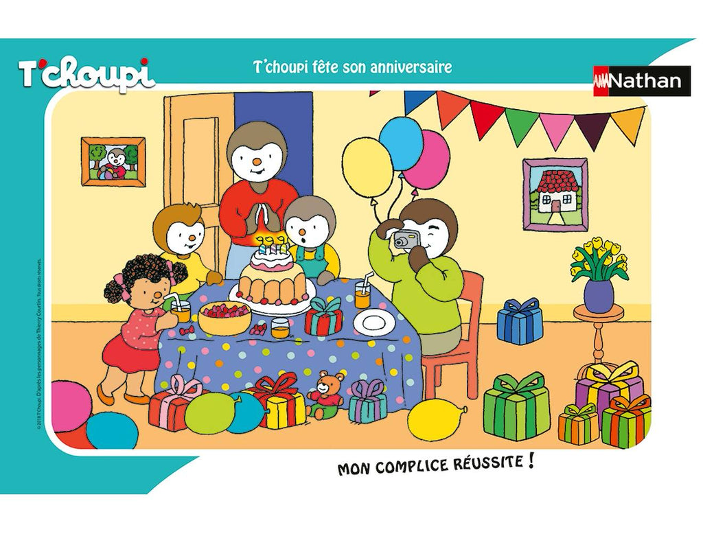 Puzzle t'choupi fête son anniversaire 15 pièces blanc
