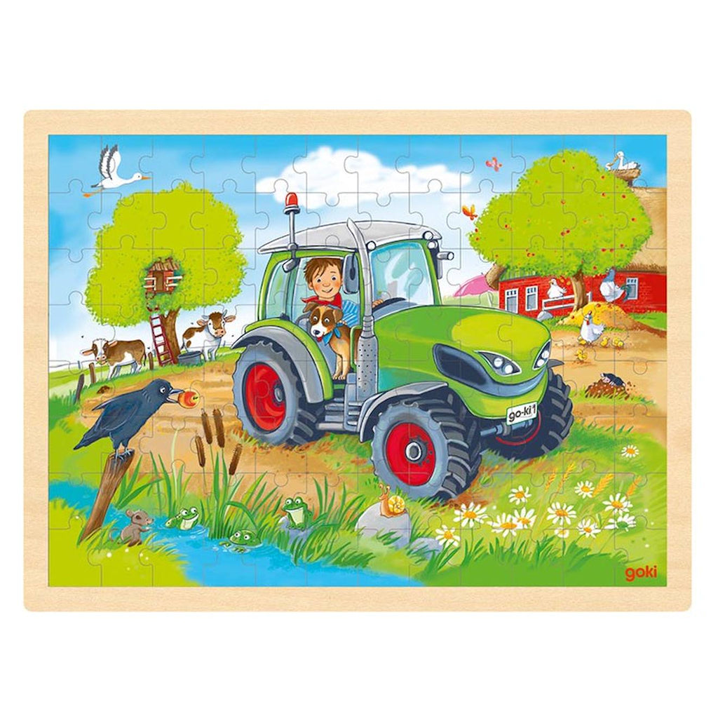 Puzzle tracteur beige