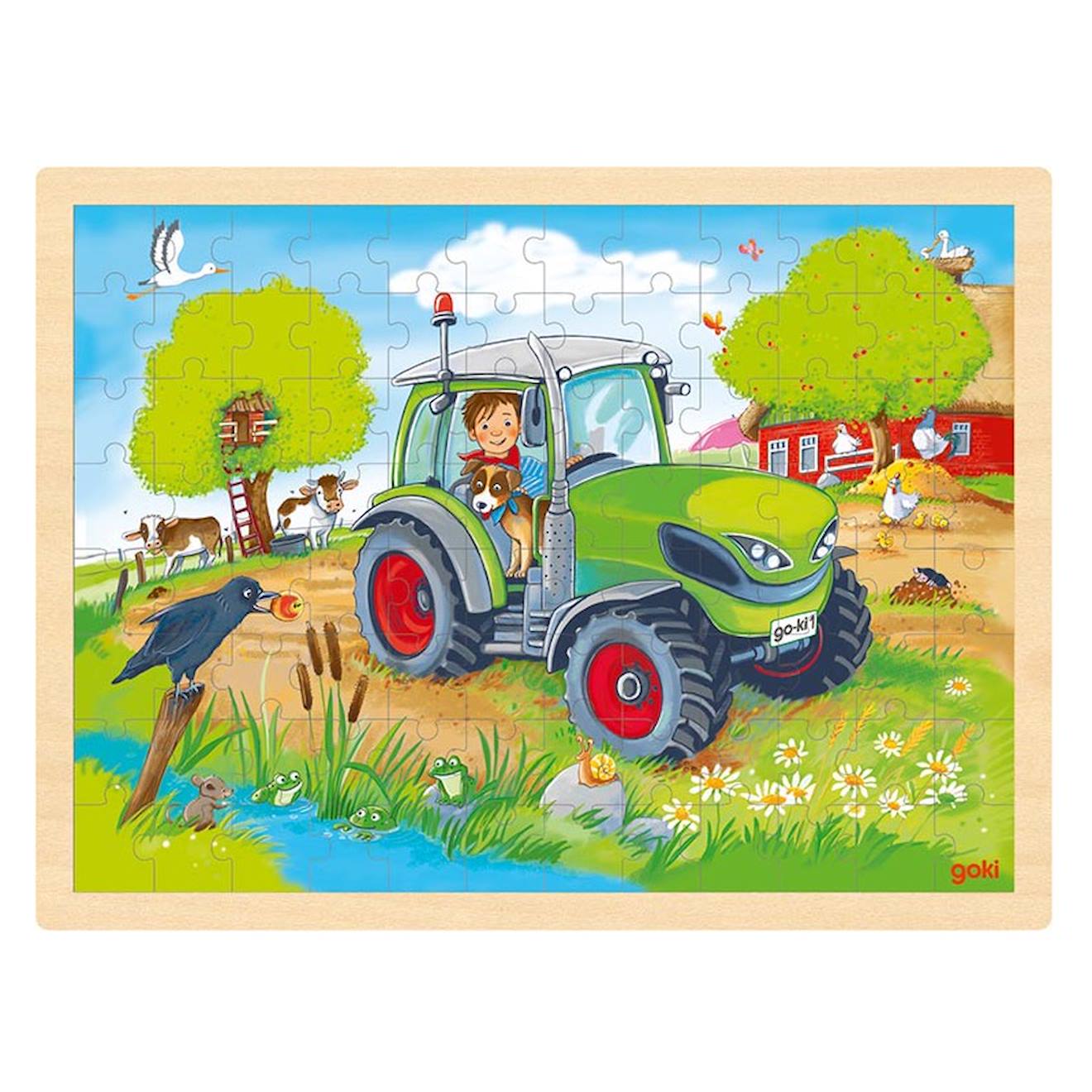Puzzle tracteur beige