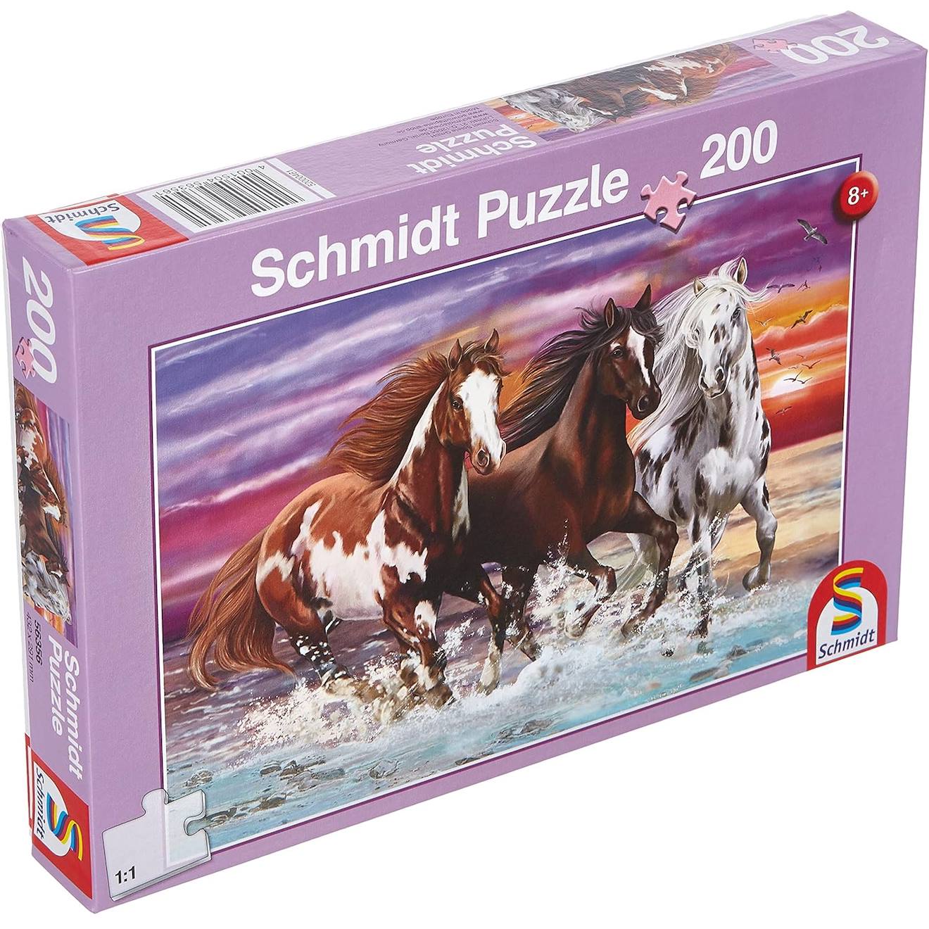 Puzzle trio de chevaux sauvages 200 pièces violet