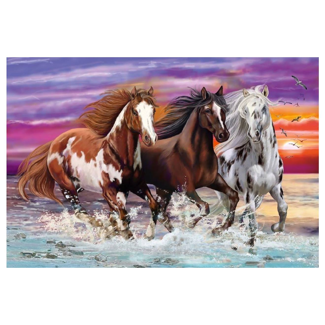 Puzzle trio de chevaux sauvages 200 pièces violet
