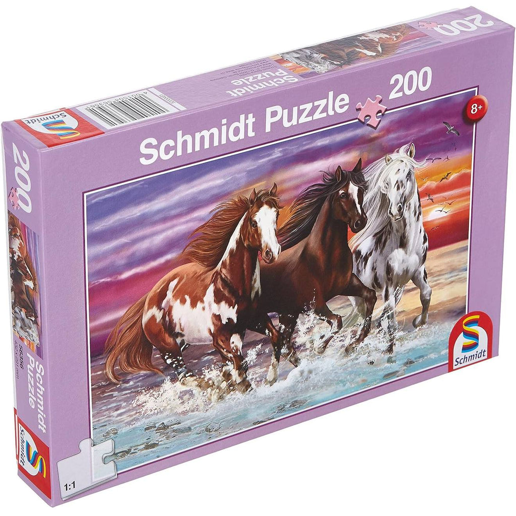 Puzzle trio de chevaux sauvages 200 pièces violet