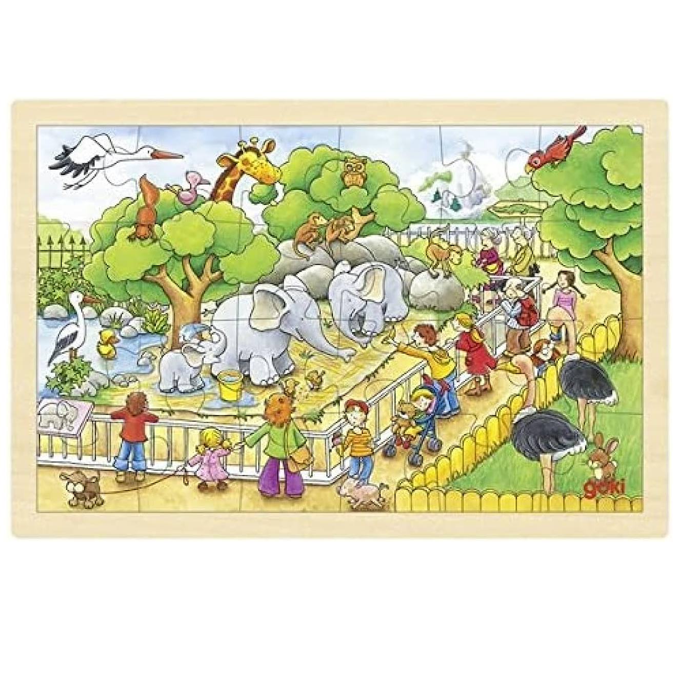 Puzzle une journée au zoo 24 pièces beige