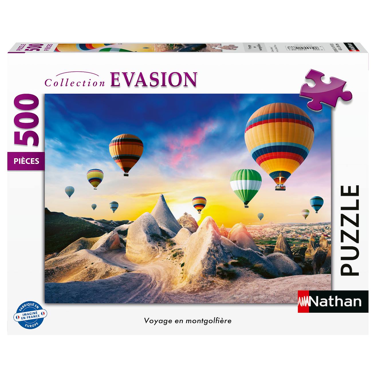 Puzzle voyage en montgolfière 500 pièces blanc