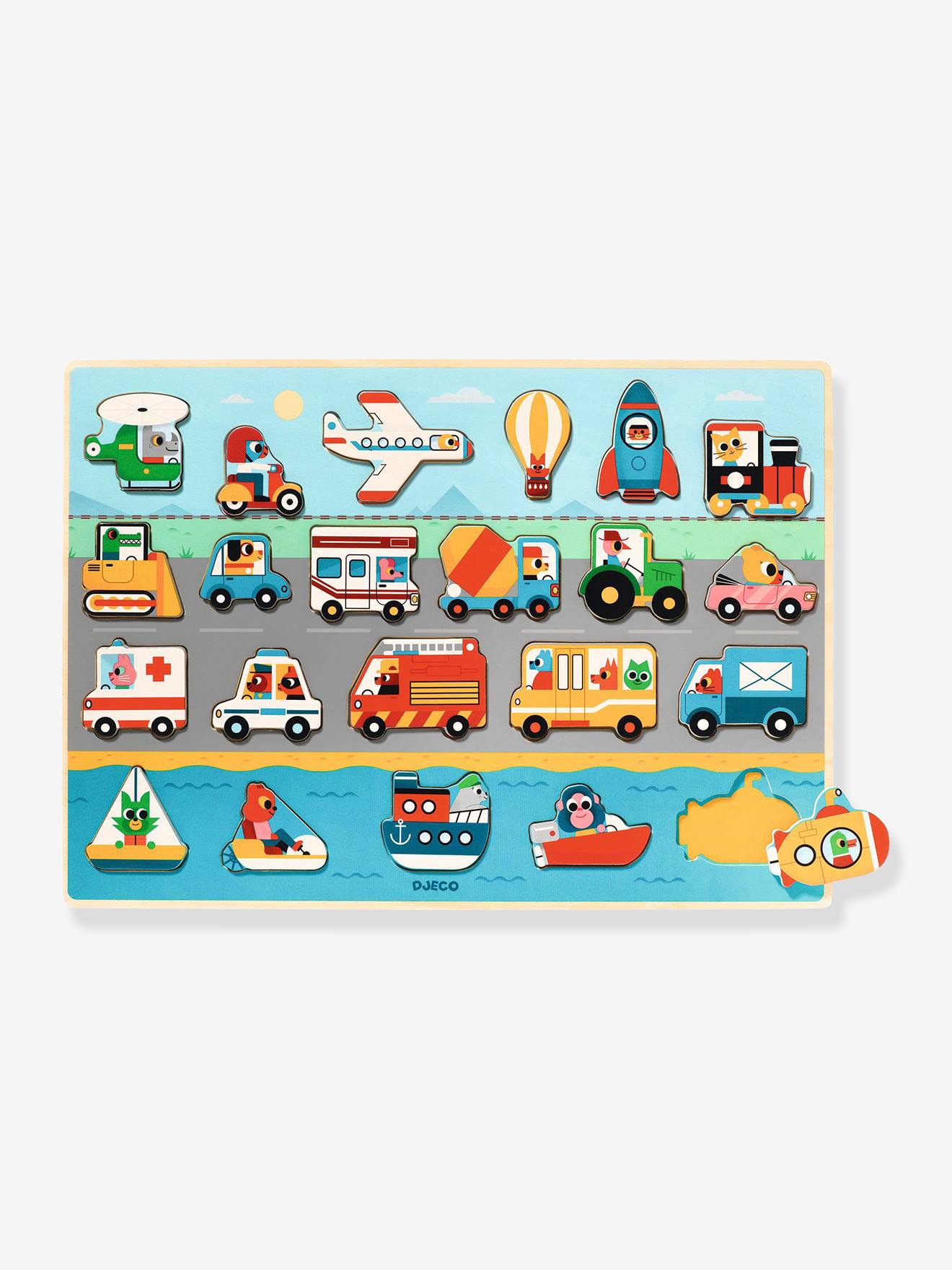 Puzzle vroom en bois - multicolore
