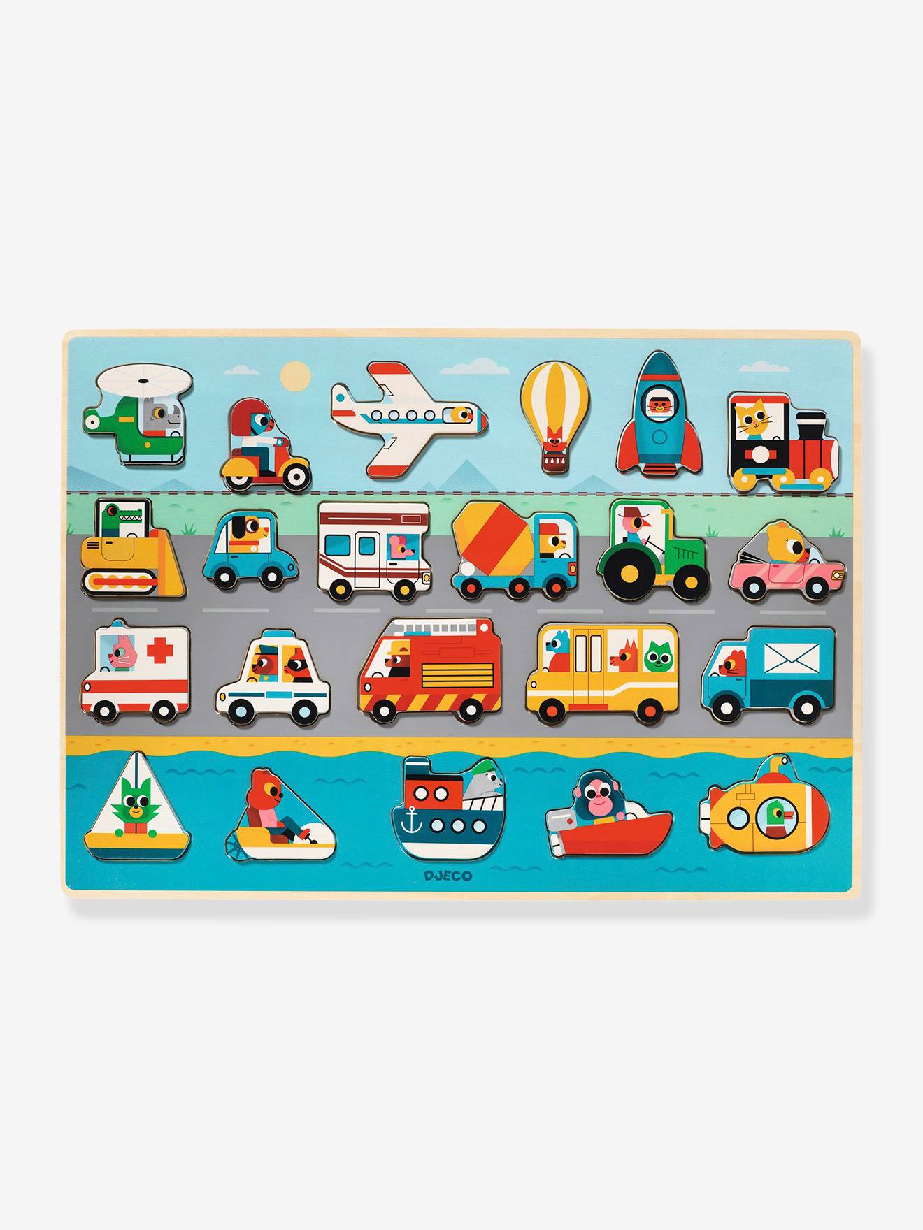 Puzzle vroom en bois - multicolore