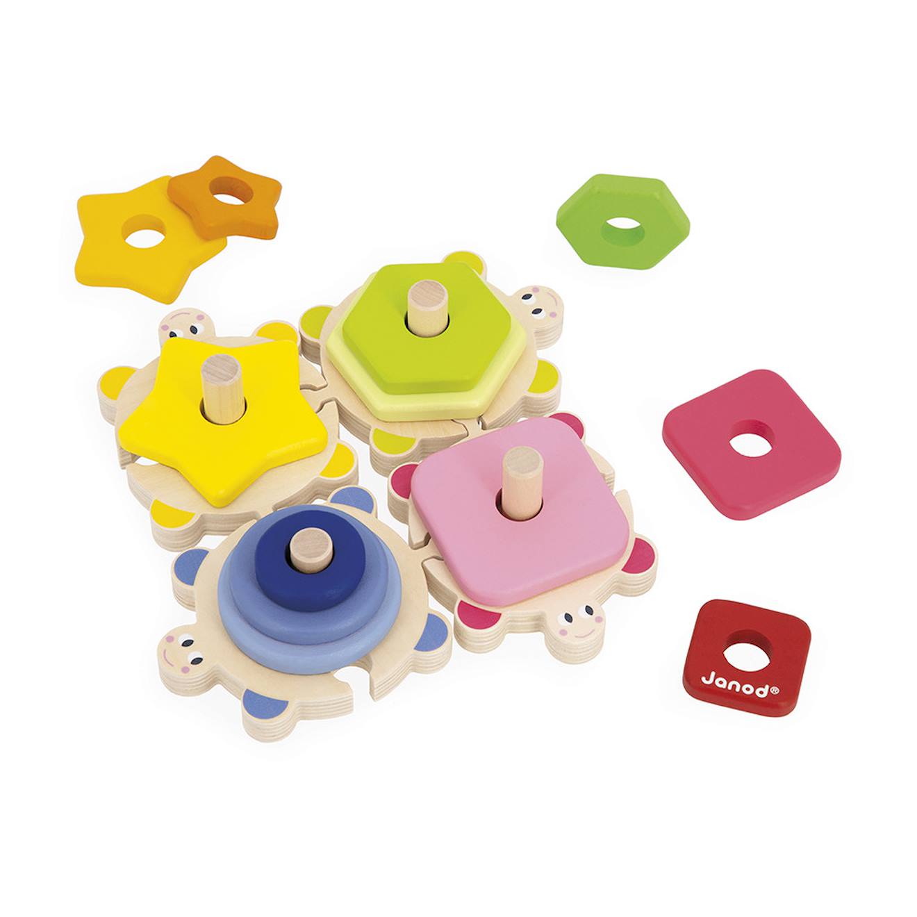 Puzzles tortues des formes en bois multicolore