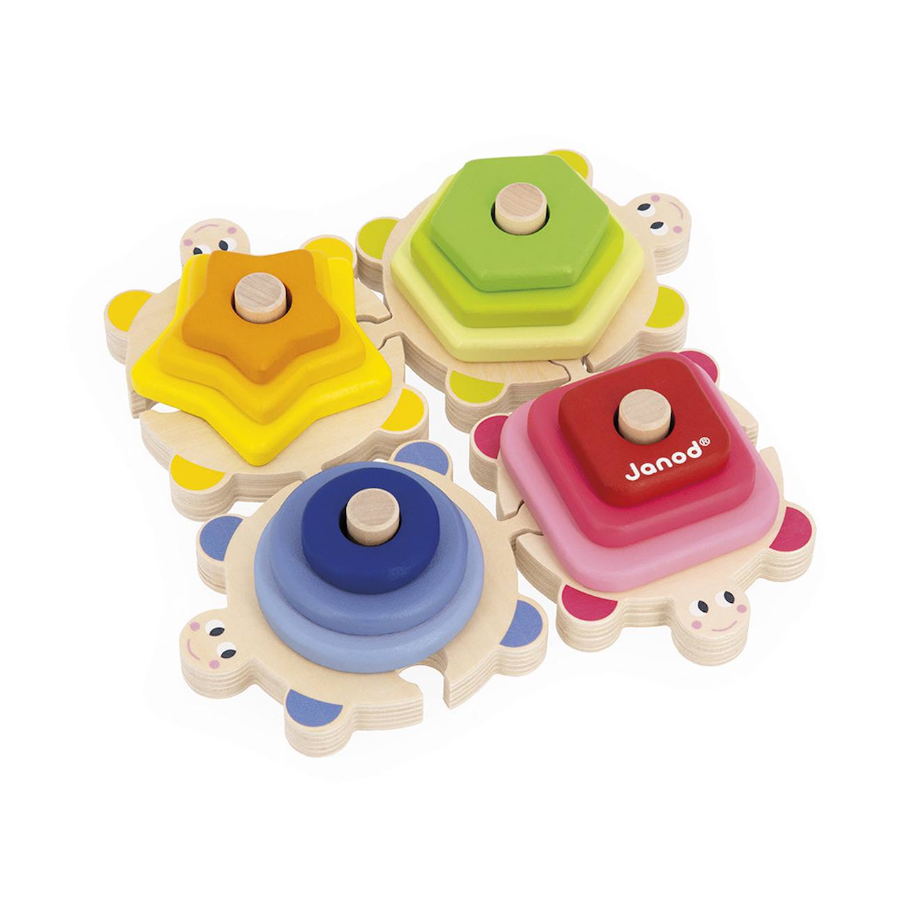 Puzzles tortues des formes en bois multicolore
