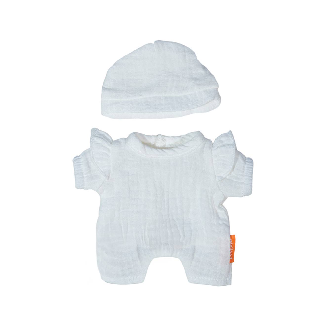 Pyjama blanc avec chapeau pour poupée de 21 cm blanc