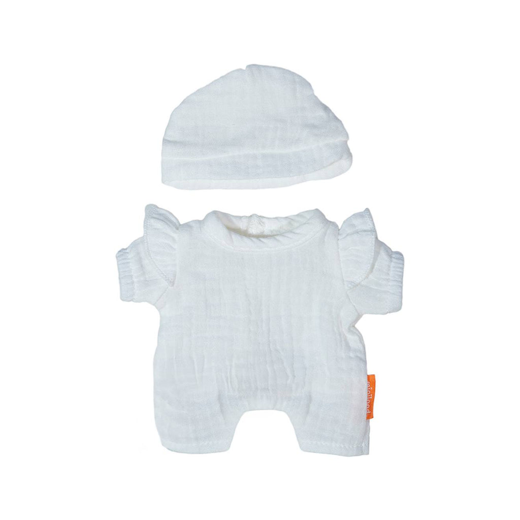 Pyjama blanc avec chapeau pour poupée de 21 cm blanc