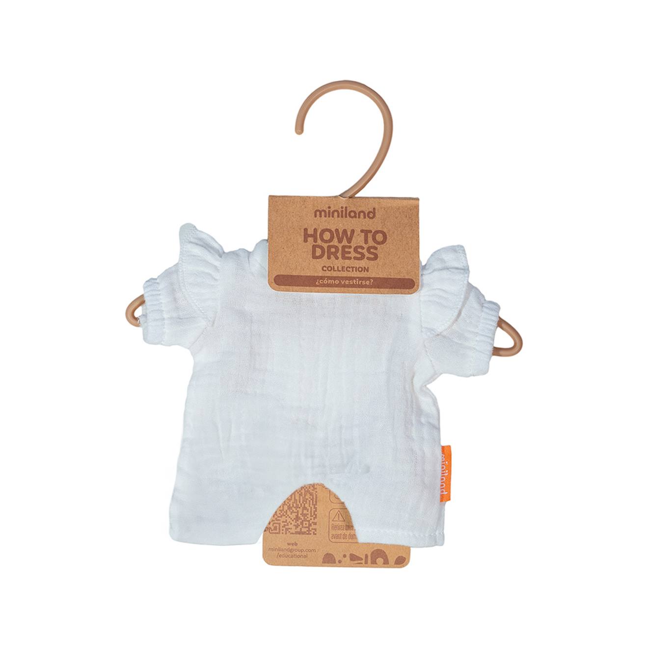 Pyjama blanc avec chapeau pour poupée de 21 cm blanc