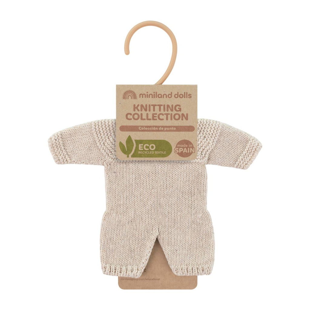 Pyjama en tricot couleur lin pour poupées de 21cm beige