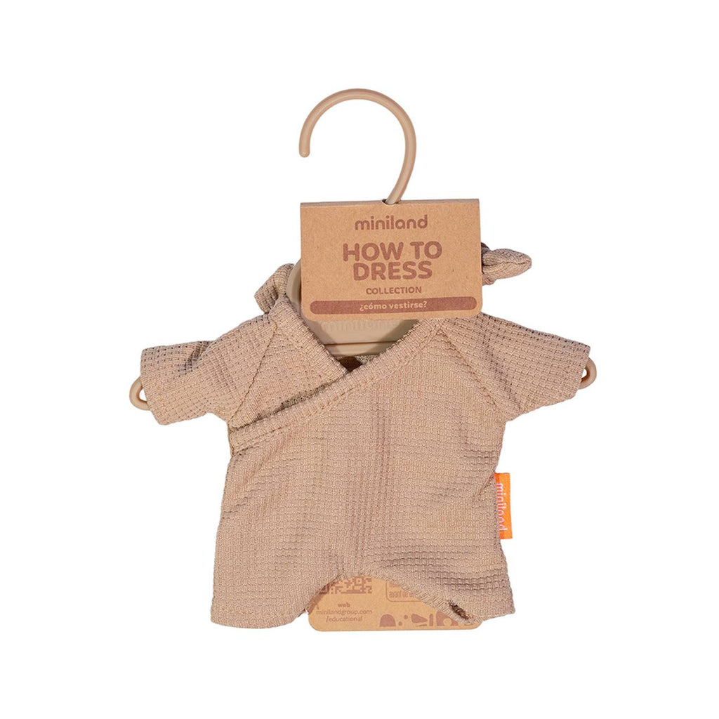 Pyjama marron avec chapeau pour poupée de 21 cm marron