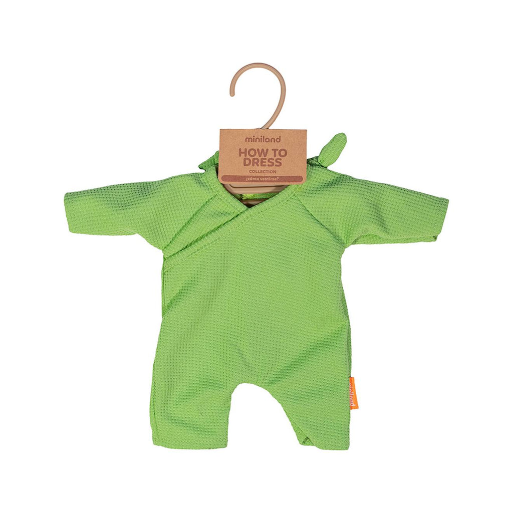 Pyjama vert avec chapeau pour poupée de 21cm vert