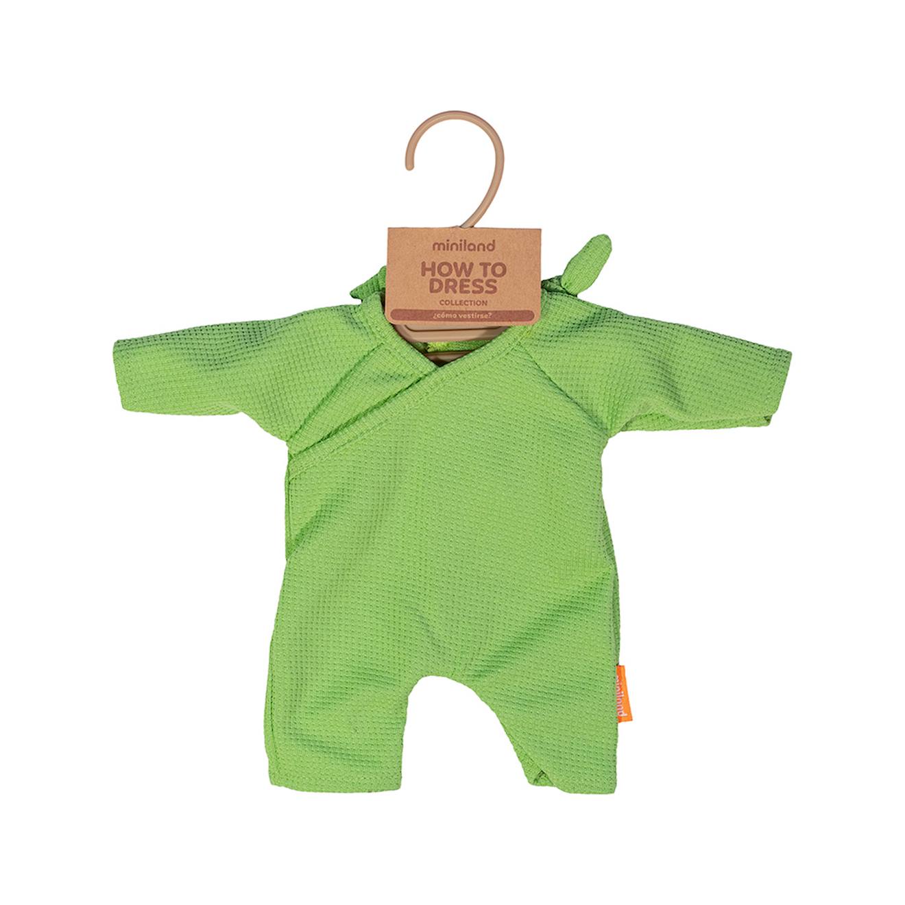 Pyjama vert avec chapeau pour poupée de 21cm vert