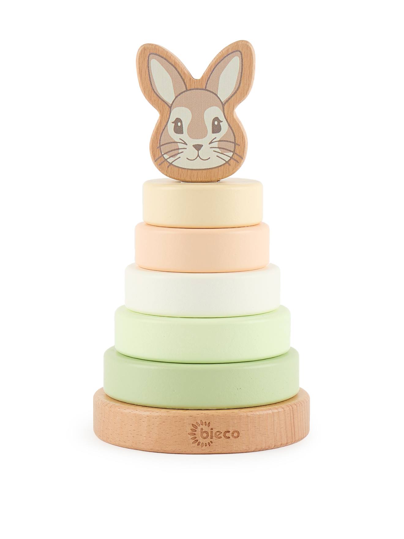 Pyramide à empiler bois, tour d'empilage,19cm lapin fine