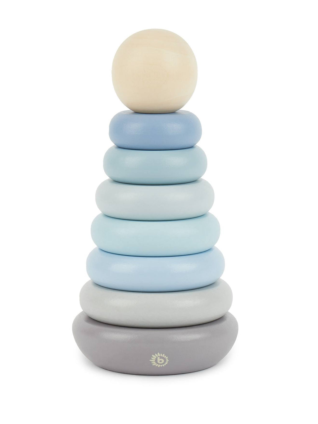 Pyramide à empiler bois, tour d'empilage,19cm bleu