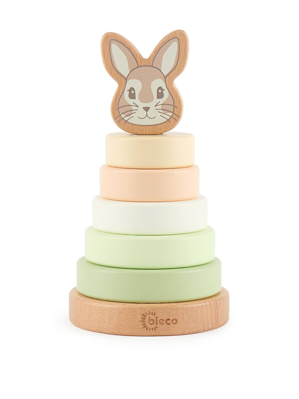 Pyramide à empiler bois, tour d'empilage,19cm lapin fine