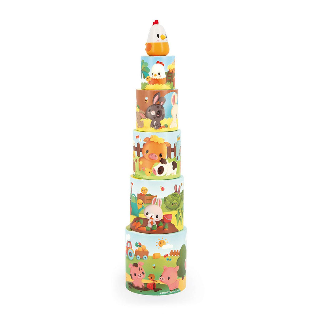 Pyramide à empiler les animaux de la ferme multicolore
