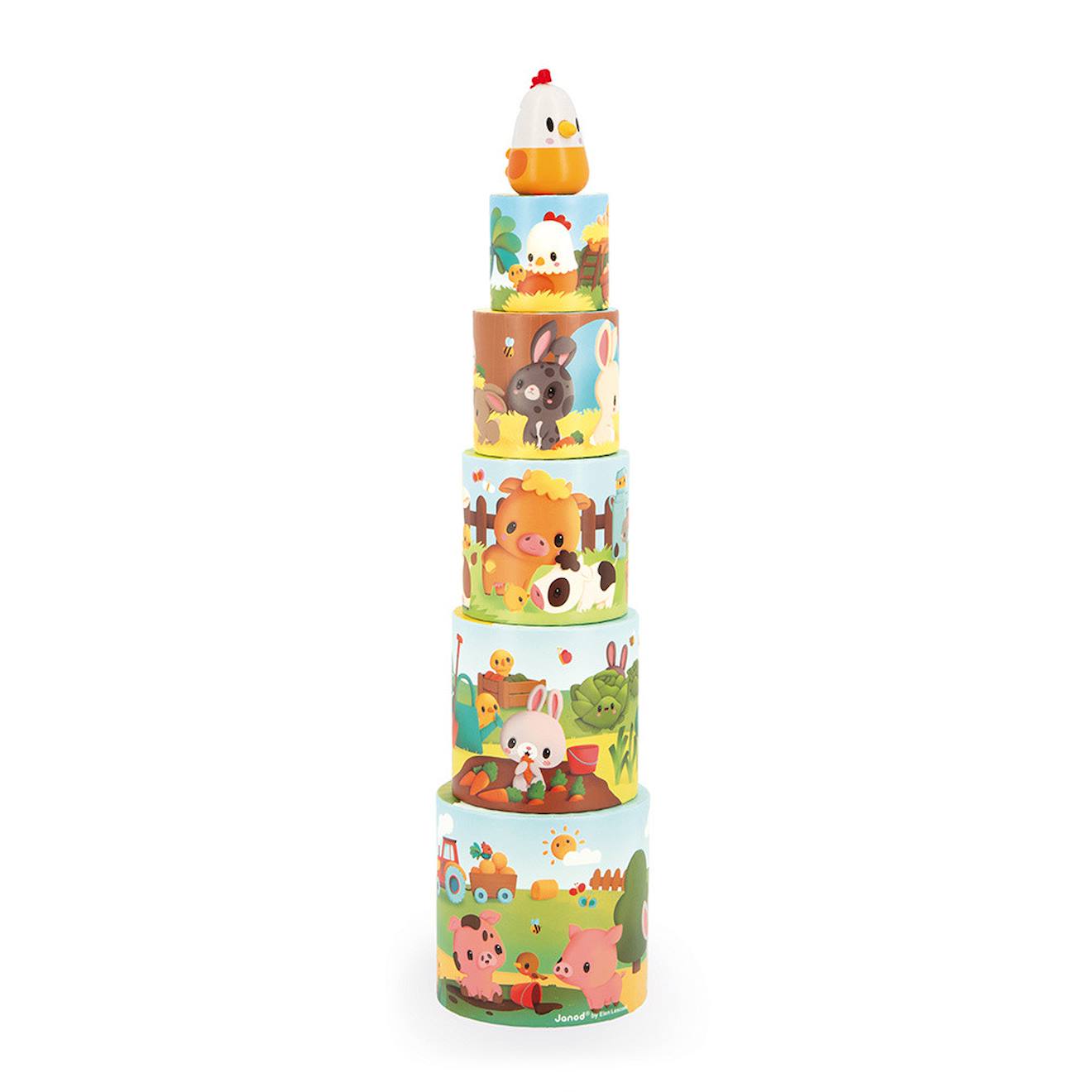 Pyramide à empiler les animaux de la ferme multicolore