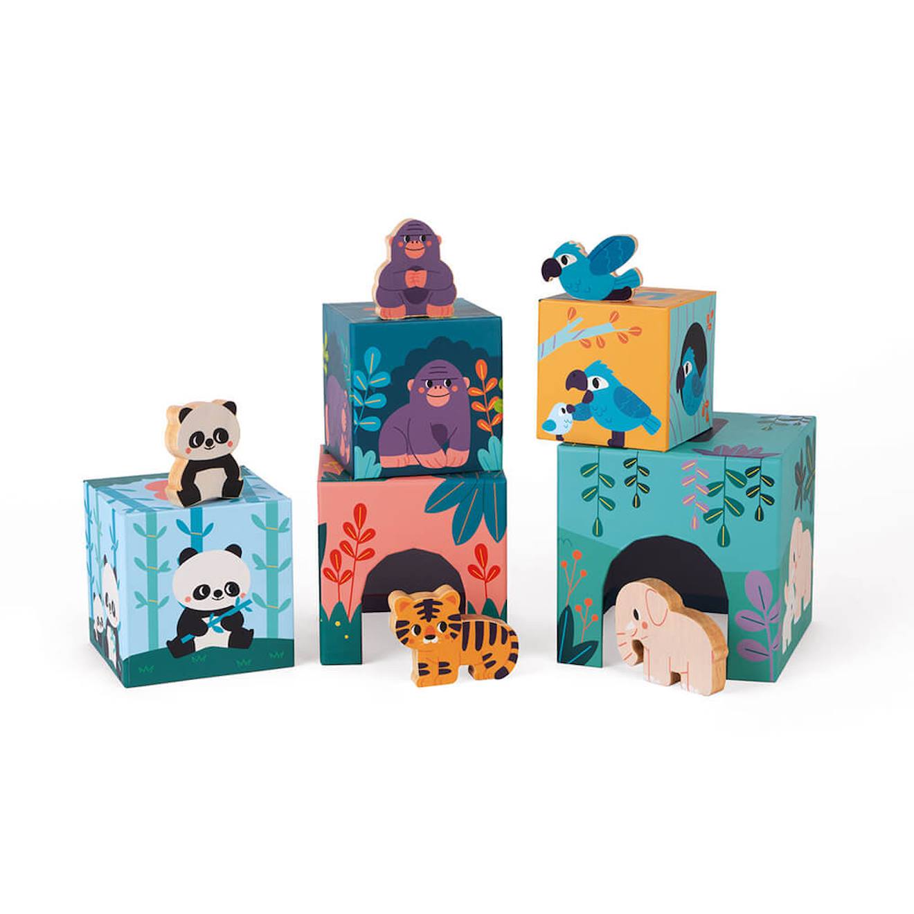 Pyramide et figurines animaux multicolore