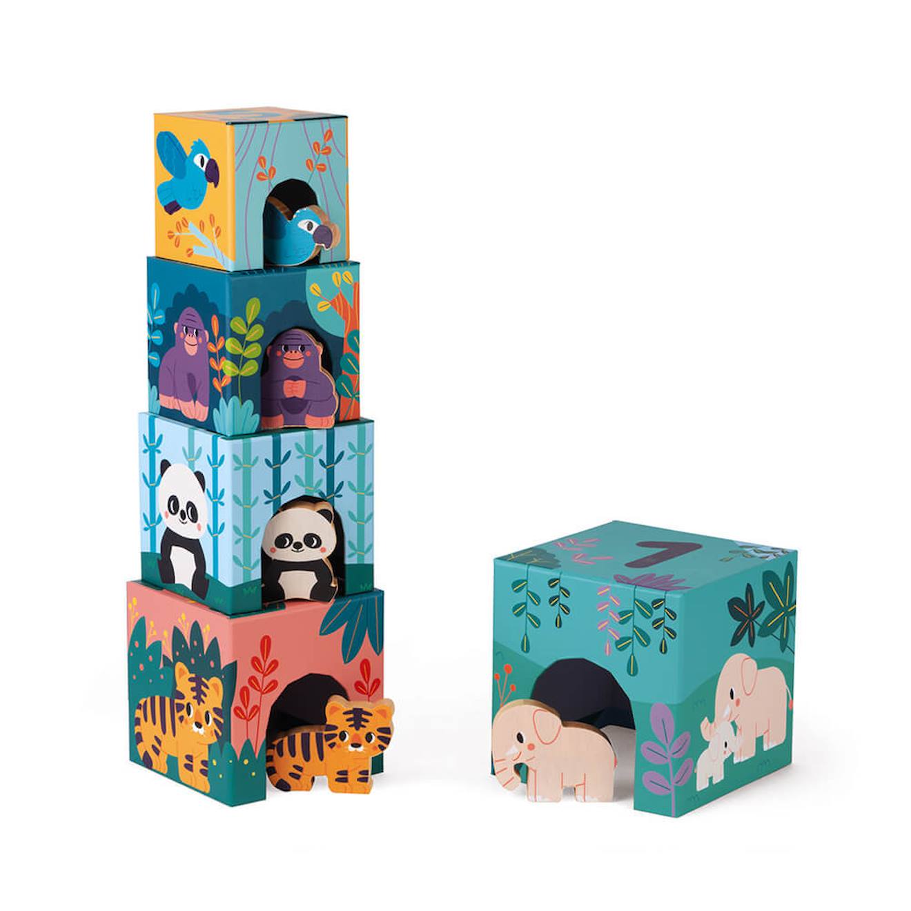 Pyramide et figurines animaux multicolore